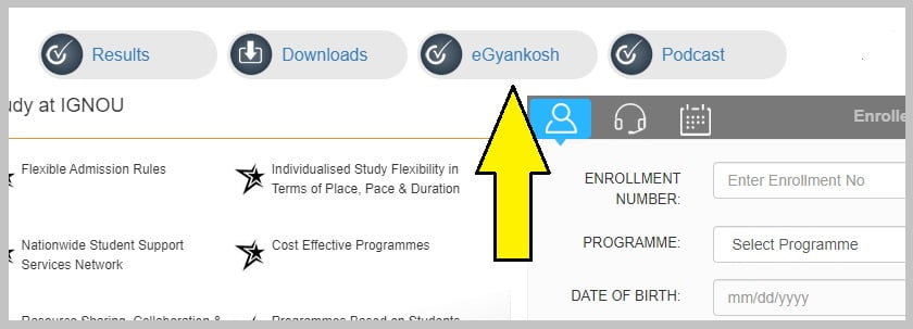 IGNOU Study Material : Free Download Egyankosh Section in IGNOU website