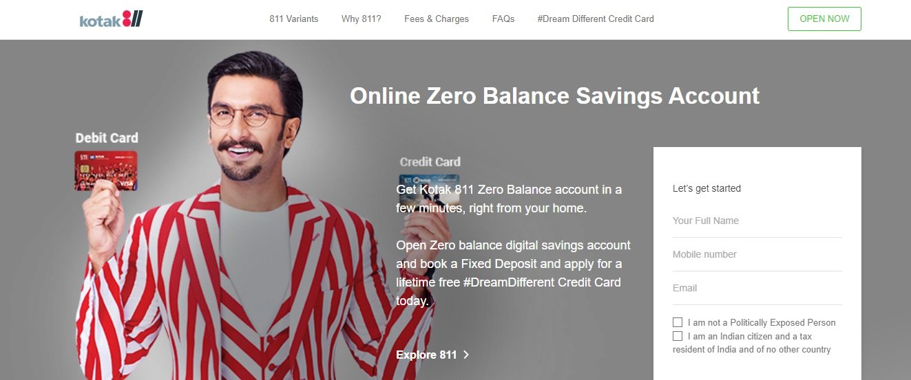 Kotak 811: Best Zero Balance Saving Account for College Students kotak 811
