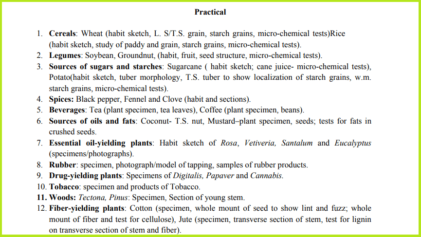 BSc Botany Syllabus: 1st, 2nd & 3rd Year (PDF) - 2023 Edition 5 BSc Economic Botany Practical List