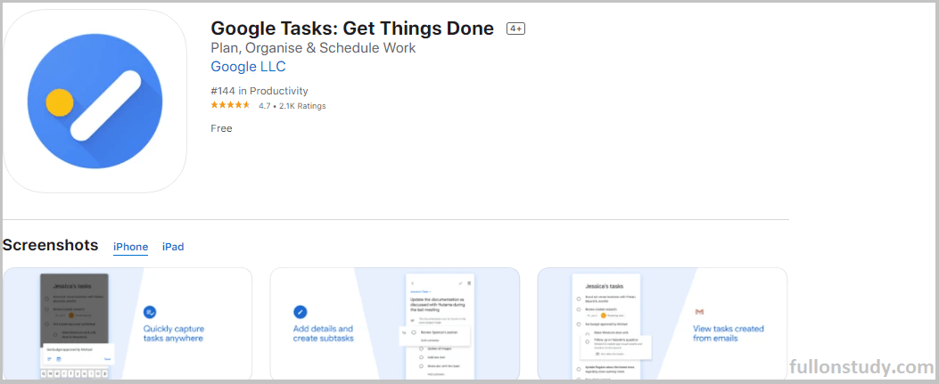 Google Task: #1 To do List app for college students