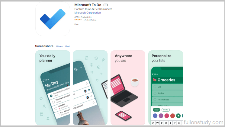Microsoft To-do: #2 To do List App for College Students