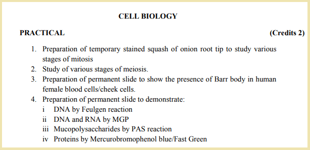 Cell Biology Practicals List